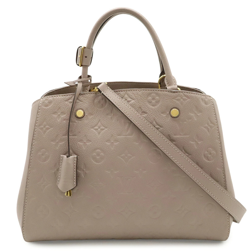 LOUIS VUITTON Monogram Empreinte Montaigne 2way Shoulder Bag Pinkish Greige Gray
